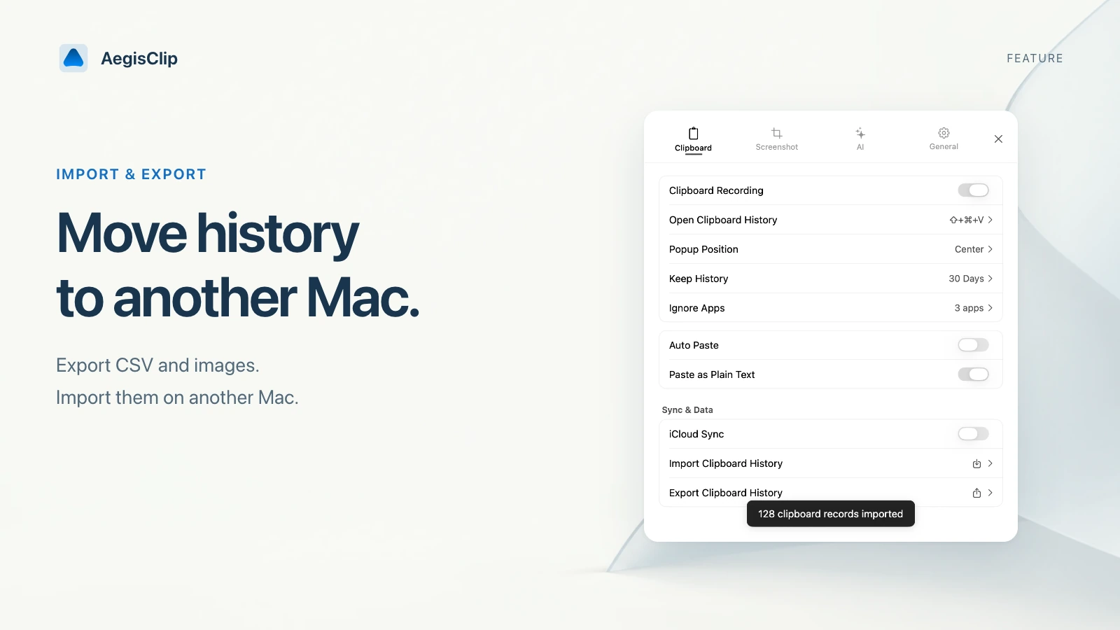 Clipboard Import and Export
