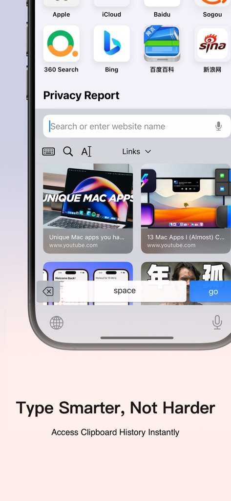 CleanClip official App Store image showing the Quick Menu at the text cursor