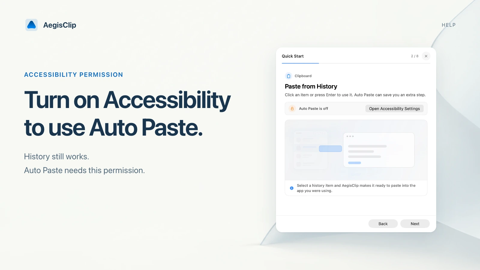 AegisClip Accessibility Permission