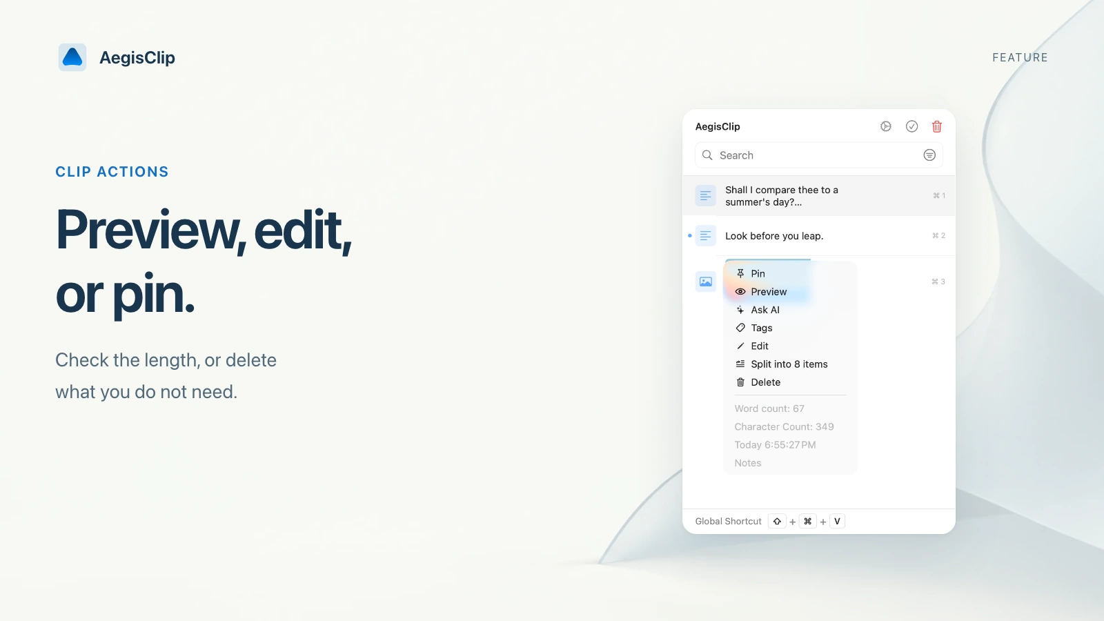 Clipboard Item Actions on Mac