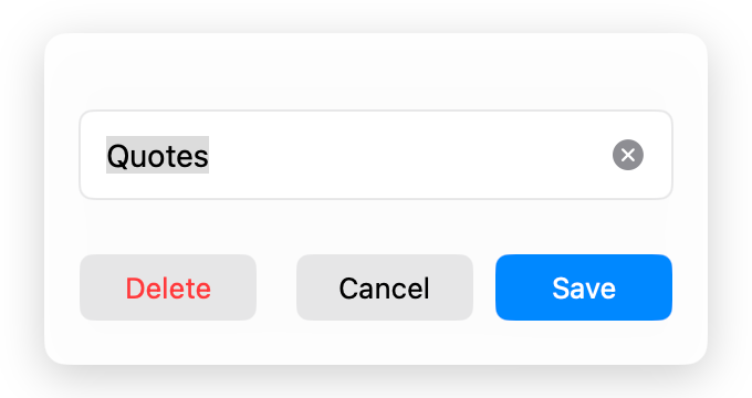 AegisClip create and edit tag dialog with a name field and save action