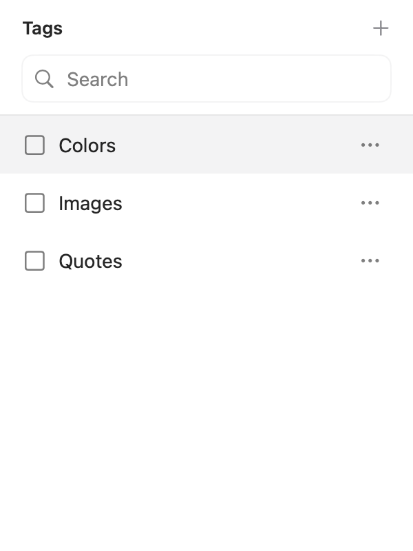 AegisClip tag management panel with Colors, Images, and Quotes tags